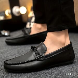 Men Black Moccasin Shoes